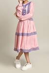 Samyukta Singhania_Pink Fit And Flare Cotton Dress For Girls _at_Aza_Fashions
