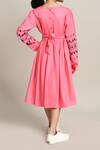 Shop_Petite Pomme_Pink Cotton Embroidery Fit And Flare Dress With_at_Aza_Fashions