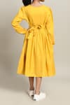 Shop_Samyukta Singhania_Yellow Embroidered Cotton Fit And Flare Dress For Girls _at_Aza_Fashions
