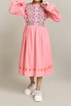 Samyukta Singhania_Pink Fit And Flare Cotton Dress For Girls _at_Aza_Fashions