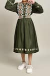 Buy_Petite Pomme_Green Cotton Embroidery Fit And Flare Dress_Online_at_Aza_Fashions