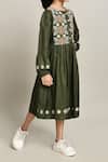 Shop_Petite Pomme_Green Cotton Embroidery Fit And Flare Dress_Online_at_Aza_Fashions