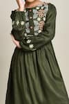 Petite Pomme_Green Cotton Embroidery Fit And Flare Dress_at_Aza_Fashions