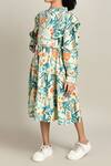 Petite Pomme_Blue Cotton Floral Print Fit And Flare Dress_Online_at_Aza_Fashions