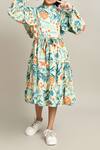 Shop_Petite Pomme_Blue Cotton Floral Print Fit And Flare Dress_Online_at_Aza_Fashions