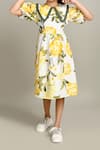 Samyukta Singhania_White Floral Fit And Flare Dress For Girls _at_Aza_Fashions