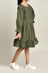 Buy_Samyukta Singhania_Green Fit And Flare Cotton Dress For Girls _Online_at_Aza_Fashions