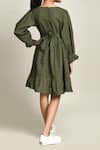 Shop_Samyukta Singhania_Green Fit And Flare Cotton Dress For Girls _at_Aza_Fashions