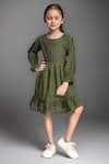 Buy_Samyukta Singhania_Green Fit And Flare Cotton Dress For Girls _at_Aza_Fashions