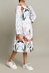 Samyukta Singhania_White Floral Print Cotton Fit And Flare Dress For Girls _Online_at_Aza_Fashions