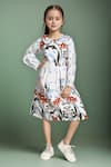 Buy_Samyukta Singhania_White Floral Print Cotton Fit And Flare Dress For Girls _at_Aza_Fashions