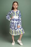 Buy_Petite Pomme_Blue Cotton Embroidery Floral Printed Fit And Flare Dress_at_Aza_Fashions