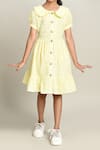 Shop_Samyukta Singhania_Yellow Cotton Fit And Flare Dress For Girls _Online_at_Aza_Fashions