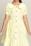 Samyukta Singhania_Yellow Cotton Fit And Flare Dress For Girls _at_Aza_Fashions