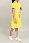 Petite Pomme_Yellow Cotton Girls Dress With Contrast Tie _Online_at_Aza_Fashions