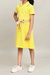 Buy_Petite Pomme_Yellow Cotton Girls Dress With Contrast Tie _Online_at_Aza_Fashions