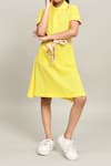 Shop_Petite Pomme_Yellow Cotton Girls Dress With Contrast Tie _Online_at_Aza_Fashions