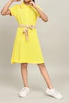 Buy_Petite Pomme_Yellow Cotton Girls Dress With Contrast Tie 