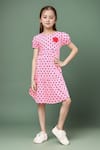 Buy_Petite Pomme_Pink Cotton Polka Dot Girls Dress _at_Aza_Fashions