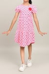 Buy_Petite Pomme_Pink Cotton Polka Dot Girls Dress _Online_at_Aza_Fashions