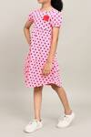 Shop_Petite Pomme_Pink Cotton Polka Dot Girls Dress _Online_at_Aza_Fashions