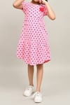 Petite Pomme_Pink Cotton Polka Dot Girls Dress _at_Aza_Fashions