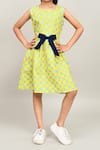 Petite Pomme_Yellow Cotton Sleeveless Polka Dot Frock _at_Aza_Fashions