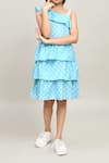 Petite Pomme_Blue Cotton Sleeveless One Shoulder Polka Dot Frock _Online_at_Aza_Fashions