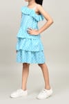 Shop_Petite Pomme_Blue Cotton Sleeveless One Shoulder Polka Dot Frock _Online_at_Aza_Fashions