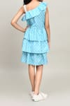Shop_Petite Pomme_Blue Cotton Sleeveless One Shoulder Polka Dot Frock _at_Aza_Fashions