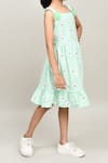 Buy_Petite Pomme_Green Cotton Embroidery Striped Floral Frock 