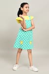 Buy_Petite Pomme_Yellow Cotton Polka Dungarees Dress Set _Online_at_Aza_Fashions