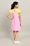 Shop_Samyukta Singhania_Yellow Polka Dungarees Dress Set For Girls _at_Aza_Fashions