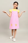 Samyukta Singhania_Yellow Polka Dungarees Dress Set For Girls _at_Aza_Fashions