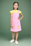 Buy_Samyukta Singhania_Yellow Polka Dungarees Dress Set For Girls _at_Aza_Fashions