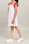 Buy_Petite Pomme_Coral Cotton And White Zigzag Dungarees Dress _Online_at_Aza_Fashions