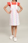Shop_Petite Pomme_Coral Cotton And White Zigzag Dungarees Dress _Online_at_Aza_Fashions