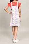 Shop_Petite Pomme_Coral Cotton And White Zigzag Dungarees Dress _at_Aza_Fashions