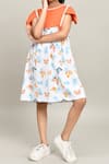 Petite Pomme_Orange Cotton White Aop Knee-length Dress _at_Aza_Fashions