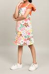 Buy_Samyukta Singhania_Orange Cotton Floral Print Pinafore Dress _Online_at_Aza_Fashions