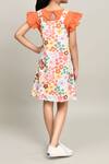 Shop_Samyukta Singhania_Orange Cotton Floral Print Pinafore Dress _at_Aza_Fashions