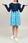 Petite Pomme_Blue Cotton Full Sleeves Navy And T Printed Dress _Online_at_Aza_Fashions