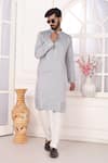 Buy_Arihant Rai Sinha_Gray Silk Embroidery Grey Kurta Set With Aligadhi Pant _at_Aza_Fashions