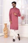 Buy_Arihant Rai Sinha_Wine Silk Embroidery Straight Kurta Set _Online_at_Aza_Fashions