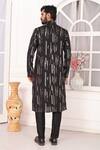 Shop_Arihant Rai Sinha_Black Silk Embroidery Kurta Set _at_Aza_Fashions
