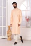 Arihant Rai Sinha_Peach Silk Embroidery Kurta Set _at_Aza_Fashions