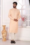Shop_Arihant Rai Sinha_Peach Silk Embroidery Kurta Set 