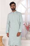 Buy_Arihant Rai Sinha_Green Silk Embroidery Art Pista Kurta _at_Aza_Fashions