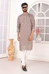 Arihant Rai Sinha_Embroidered Art Silk Brown Straight Kurta _Online_at_Aza_Fashions