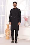 Arihant Rai Sinha_Black Silk Embroidery Art Straight Kurta _Online_at_Aza_Fashions